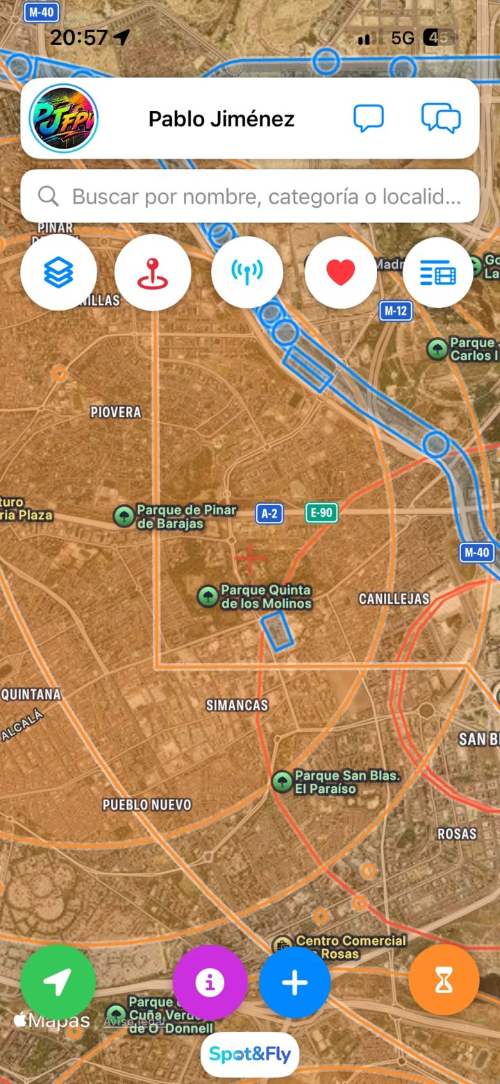 Mapa de Spot&Fly con las capas de espacio aéreo de ENAIRE