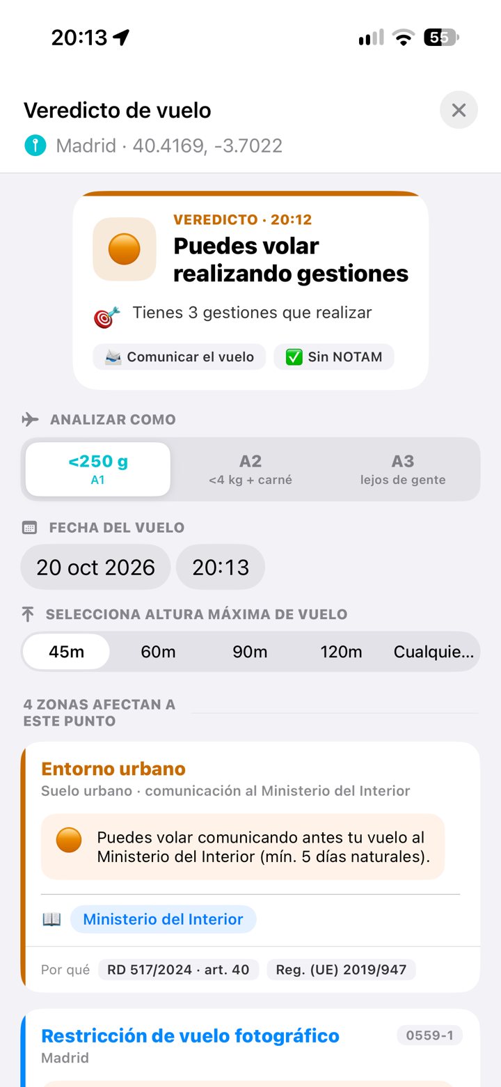 Veredicto de vuelo: puedes volar realizando gestiones